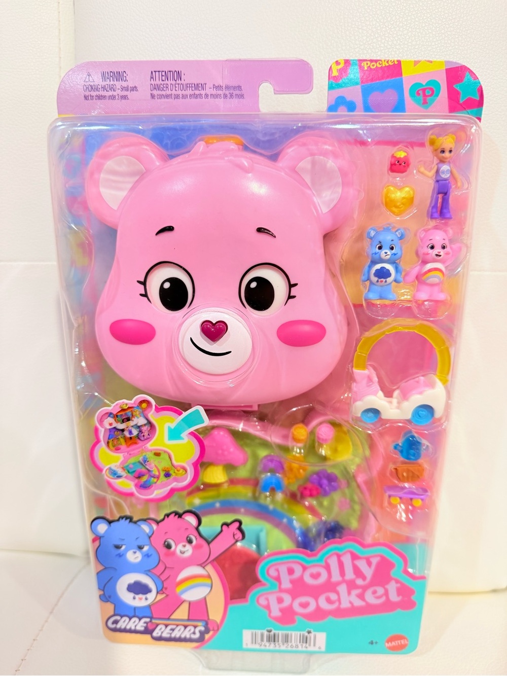 Care Bears Polly Pocket  Pink Bear Face Playset